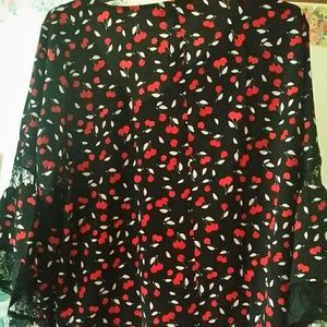 NWT Lane Bryant Black with cherries blouse